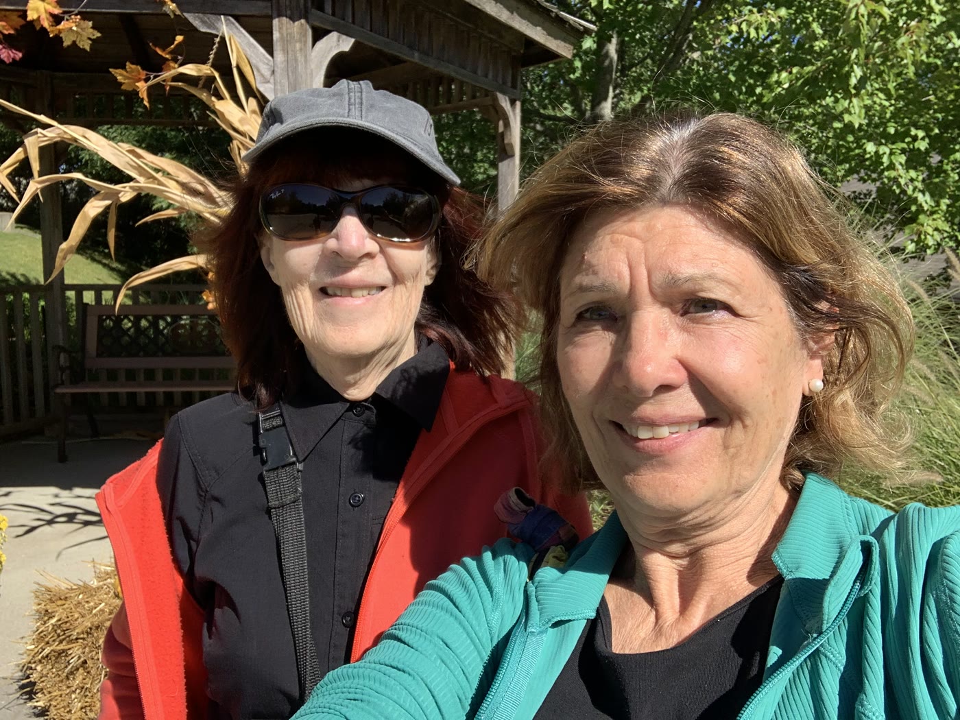 Anna Hopkins with a volunteer at a park on the campaign trail